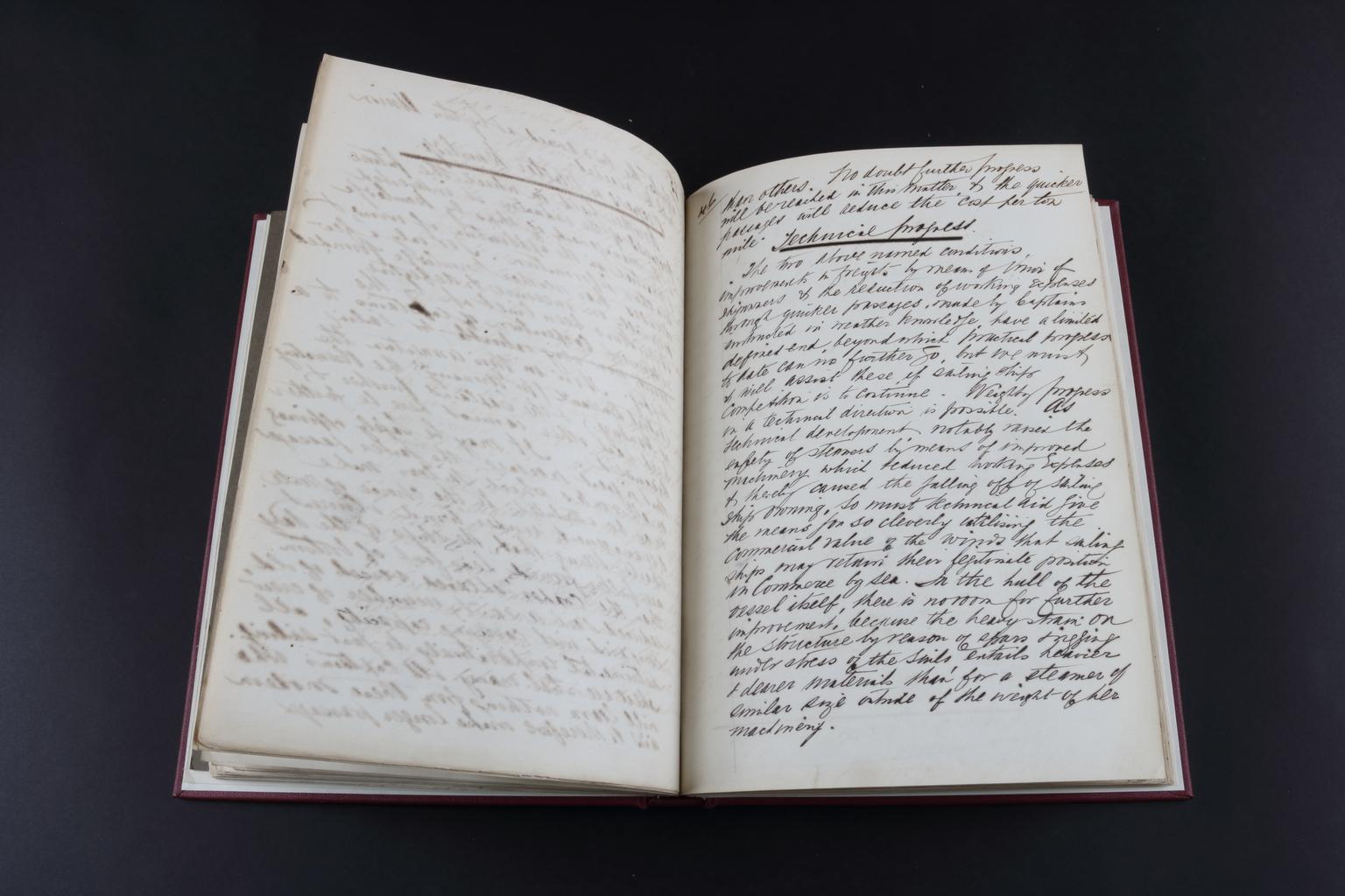 Bound manuscript translation entitled: 'The Evolution & Future of Large Sailing Ships' by Professor W. Laas; translated by James Hayes